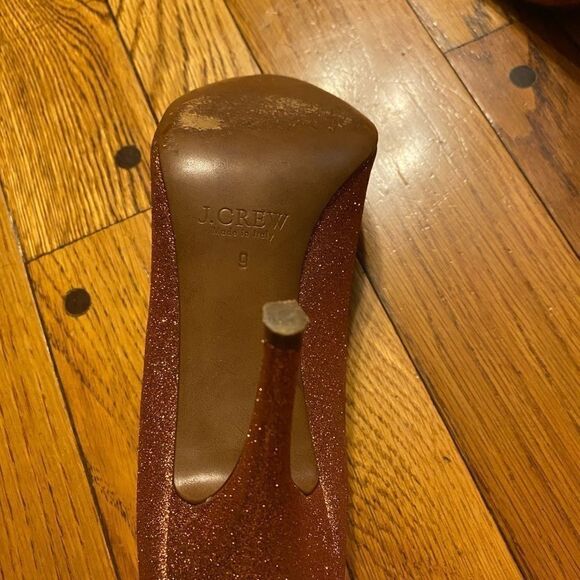 J Crew academia Rose gold glitter heels, sz 7.5, 3.5” heels - Picture 6 of 9